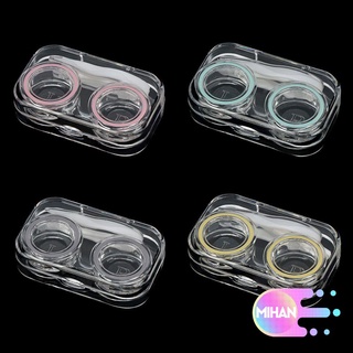 Mihan 4 piezas accesorios de gafas caja de lentes de contacto transparente gafas lentes contenedor lente de contacto caso portátil banda de goma Mini práctica gafas titular de almacenamiento