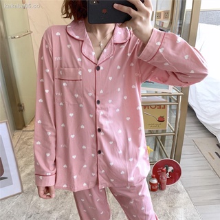 ∈☊✌Ins pijamas japoneses de manga larga, cárdigan de algodón de primavera y otoño para mujer, dulce y lindo invierno, servicio a domicilio coreano