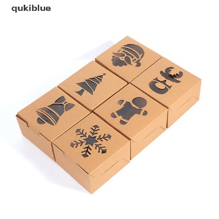 qukiblue 8pcs navidad papel kraft galletas cajas de regalo caja de caramelo bolsas de alimentos caja de embalaje co