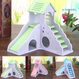 [Jinching] Mini tobogán de madera colorido DIY montar hámster casa de animales pequeños juguete para mascotas