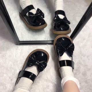 Lolita Pequeños Zapatos De Cuero Femenino Lindo Dedo Del Pie Redondo Suave Chica Grande jk Preppy Estilo Todo-Partido Japonés Bowknot