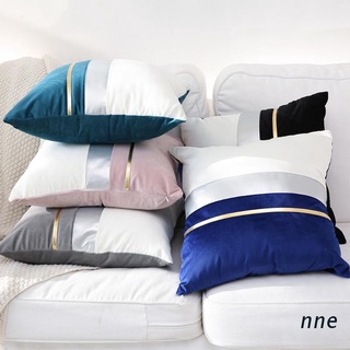 nne. moderno bloque de color patchwork terciopelo funda de almohada con rayas de cuero sintético de lujo decorativo funda de cojín para sofá sofá sala de estar