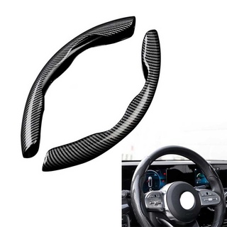 Cubierta del volante del coche accesorio antideslizante T 2 piezas ABS fibra de carbono Look cubierta
