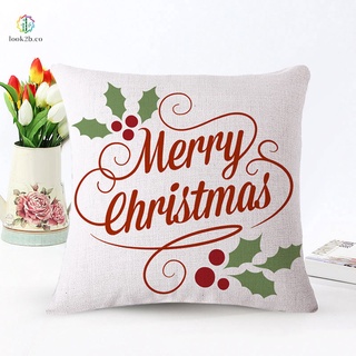 funda de almohada con patrón navideño para casa, sala de estar, decoración de lino (4)