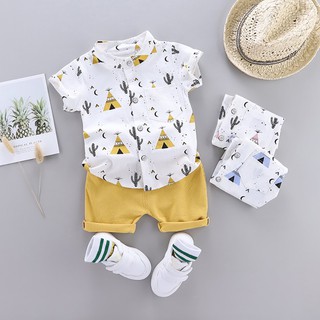 verano bebé niños casual manga corta estampado floral camiseta tops+pantalones cortos conjunto de disfraces