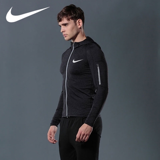 Nike hombres chaqueta deportes natación Fitness Running sudadera con capucha reflectante alta tela elástica (7)
