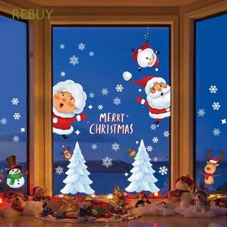 Rebuy Elk ventana cristal pegatina muñeco de nieve ventana pegatinas decoraciones navideñas invierno Santa Claus estática pegatina doble cara Navidad año nuevo ciervo Navidad fiesta suministros