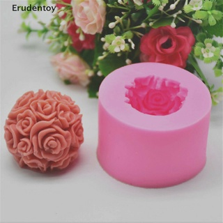 Erudentoy DIY 3D Rose Flowers Ball Silicone Soap Mold Candle Molds Mould For Candy Craft *Hot Sale