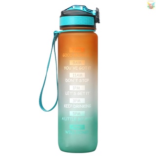Botella De agua De 1000 ml con Marcador De tiempo libre Bpa botella deportiva con popote Para oficina gimnasio Fitness Fitness Ciclismo