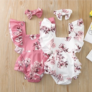 bebé recién nacido niñas fruncido estampado floral mameluco trajes ropa