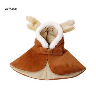 vo home invierno navidad mascota gato perro protección fría gruesa capa de felpa sombrero de cuerno