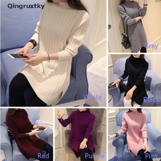 [qingruxtky] coreano suelto básico suéter de punto de las mujeres de manga larga jerseys tops sudaderas [caliente]