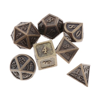 pack de 7 dados poliédricos bronce para dragon scale dungeons&dragons d&d games (1)