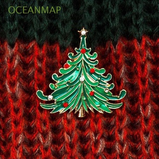 Oceanmap mujeres moda abrigo gorra broche regalo Vintage navidad Rhinestone Pin Clip linterna de lujo bufanda broches de navidad joyería árbol/Multicolor