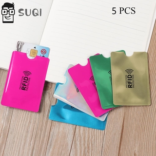 SUQI 5Pcs Smart RFID Bloqueo De La Funda Bancaria Cartera Titular Tarjeta Antirrobo Lector De Aluminio Tarjetas De Crédito Proteger La Cubierta/Multicolor