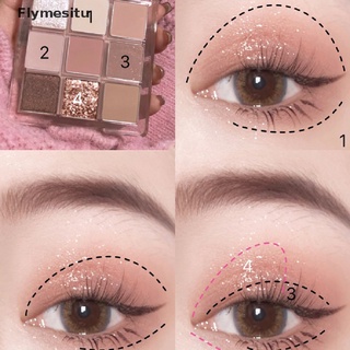[flymesitu] paleta de sombras de ojos brillantes de 9 colores impermeable con brillo diamante sombra de ojos cosmética. (1)