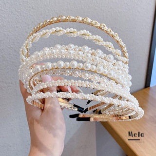 HOOPS Melodg boda aros de pelo Metal diadema perla diadema accesorios para el cabello Clip estilo mujeres señora novia Headwear