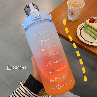 2L botella de agua de gran capacidad con cubierta de rebote escala de tiempo recordatorio taza esmerilada para entrenamiento de Fitness al aire libre rosa (4)