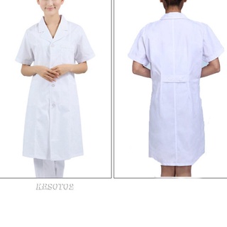 [KESOTO2] Mujer Manga Corta Blanco Exfoliante Bata De Laboratorio Doctor Enfermera Uniforme S
