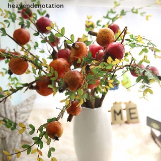 [heavendenotation] rama de granada con hojas flores artificiales para el hogar jardín diy decoración