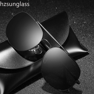 gafas de sol de metal polarizadas macho doble haz grande marco cuadrado uv400 gafas de sol clásicas de los hombres