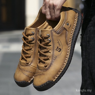 Nuevo de los hombres cosido a mano zapatos de cuero al aire libre zapatos de negocios Casual zapatos 3IwV