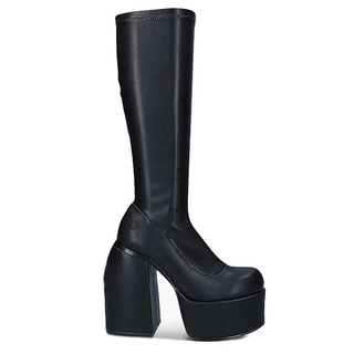 Botas de estilo Punk para mujer, zapatos de microfibra elásticos, botines de tacón alto, botas de plataforma de cuero negro para Otoño e Invierno (1)