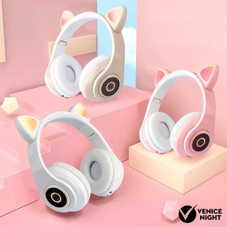 [Venece] audífonos Bluetooth B39 con diseño De oreja De Gato/audífonos inalámbricos ligeros con micrófono Para niña