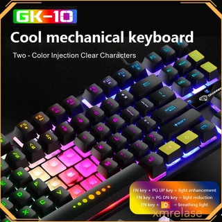 GK-10 USB con Cable 87 Teclado Mecnico para Juegos RGB Rainbow Retroiluminado