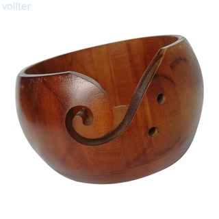 Voll Bowl organizador de almacenamiento de hilo de madera para tejer ganchillo herramienta portátil pequeño tazón, marrón (1)