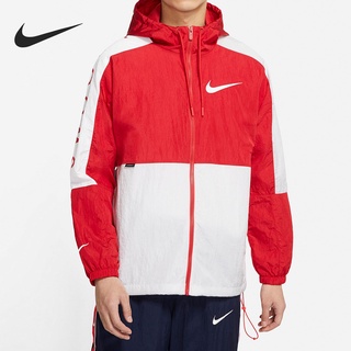 Nike hombres chaqueta cortavientos moda senderismo deportes Casual grande Swoosh básico chaqueta mujeres abrigo con capucha