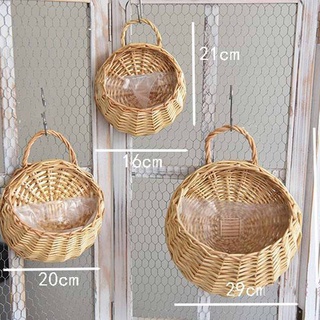 Jarrón de ratán cesta hecha a mano nido de mimbre maceta ecológica colgante jarrón contenedor cesta de almacenamiento decoración del hogar (3)