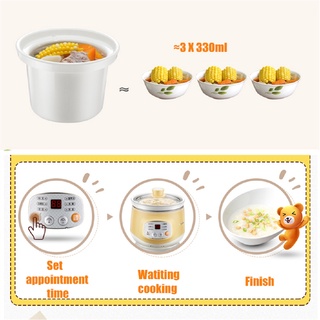 SHOUSE 100W eléctrico lento olla estofado de cerámica olla gachas sopa Maker alimentos vaporizador uso (2)