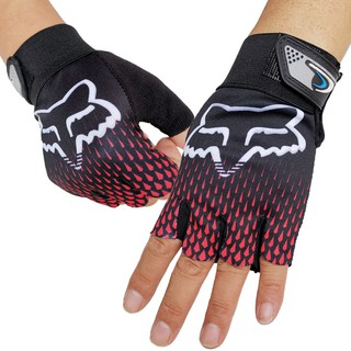 fox - guantes de medio dedo para deportes al aire libre, unisex, antideslizantes, guantes de equitación, bicicleta de carretera