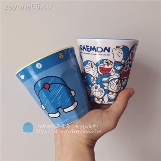 ☄ﺴ◐Doraemon Doraemon taza de agua de dibujos animados lindo taza de enjuague bucal creativa taza de cepillo de dientes taza de desayuno taza de melamina 310 ML