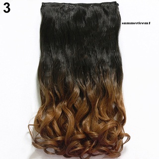 Peluca larga ondulado de Color de dos pelucas de Color degradado extensiones de pelucas sintéticas (9)
