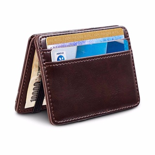 CARROUSAL Slim cuero cartera pequeña bolsa de dinero titular de la tarjeta de crédito Mini hombres moda banco tarjeta de alta calidad monedero/Multicolor (7)