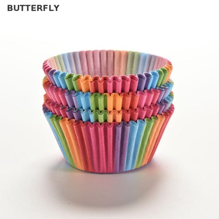[mariposa] 100 piezas coloridos arco iris papel pastel Cupcake forros para hornear magdalenas taza caso fiesta
