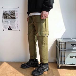 los hombres bolsillos laterales pantalones de carga 2020 hip hop casual masculino tatical joggers pantalones de moda casual streetwear pantalones