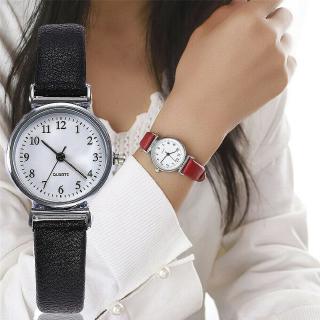 reloj analógico redondo con correa de cuero de cuarzo casual clásico para mujer