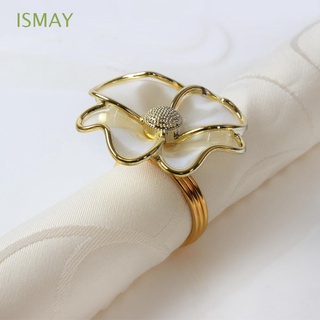 ISMAY Fashion Serviette Rings White Flowers Napkin Holder Napkin Rings Beautiful Party Accessories 1/3/6pc Table Decoration Tabletop Hotel Napkin Buckles