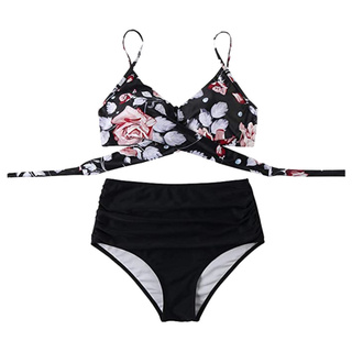 bikini con estampado de leopardo/conjunto de bikini push up/traje de baño de cintura alta (5)