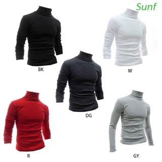 Sunf Suéter/pulóver de hombre/cuello alto/Manga larga/justable/color sólido/cálido