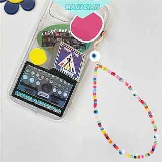 🔸magia🔹 correa de teléfono móvil Boho Y2K cordón colorido para teléfono celular cordón colgante cristal mal de ojo cuentas (1)
