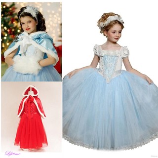 Lifetime 2PCS niños niñas Frozen vestidos disfraz blanco nieve princesa vestido + cabo bayi
