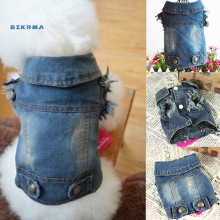 [bikr] perro cachorro azul vaquero jean denim chaleco abrigo chaqueta ropa trajes suministros para mascotas