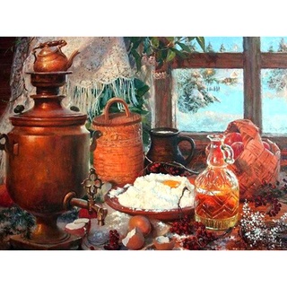 lienzo al óleo pintura por números diy dibujo cocina comida pintada a mano kit