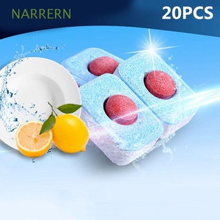 NARRERN 20pcs Household Rinse Block Stain Remover Dish Tabs Dishwasher Detergent Kitchen Multiple Effect Oil Cleaning Powerball Concentrated Dishwashing Tablets