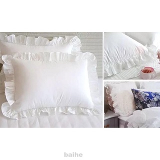 1 par de decoración de hotel suave ropa de cama de hotel liso con volantes funda de almohada