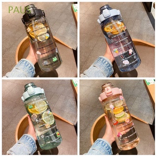 paus 2000ml portátil botella de agua jarras tiempo marcador bebida copa de dibujos animados pegatinas 3d al aire libre adulto estudiante de gran capacidad bicicleta deportes paja/multicolor
